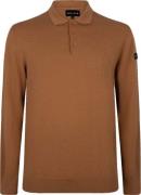 PRESLY & SUN Brad long sleeve knitted polo camel