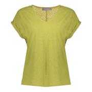 Geisha top linen v neck 52103-47 530 green tea