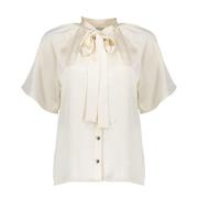 Geisha Blouse satin with bow ecru