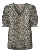 Only onlnova life vis s/s blair top aop 15256766 timber wolf