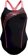 Speedo eco medley logo medalist 1p bla/ora wedstrijd badpak dames oran...