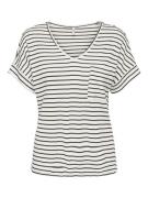 Only Onliben ss moster v-neck glitter t ecru dessin