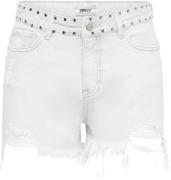 Only Onlpacy hw studded dnm shorts bj white