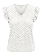 Only Onlsmilla sl v-neck frill top jrs off-white