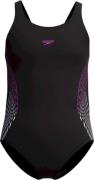 Speedo eco placem muscleb bla/pin wedstrijd badpak meisjes zwart-roze