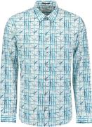 No Excess Shirt allover printed with linen seablue