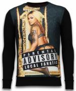 Local Fanatic Parental advisory digital rhinestone sweater